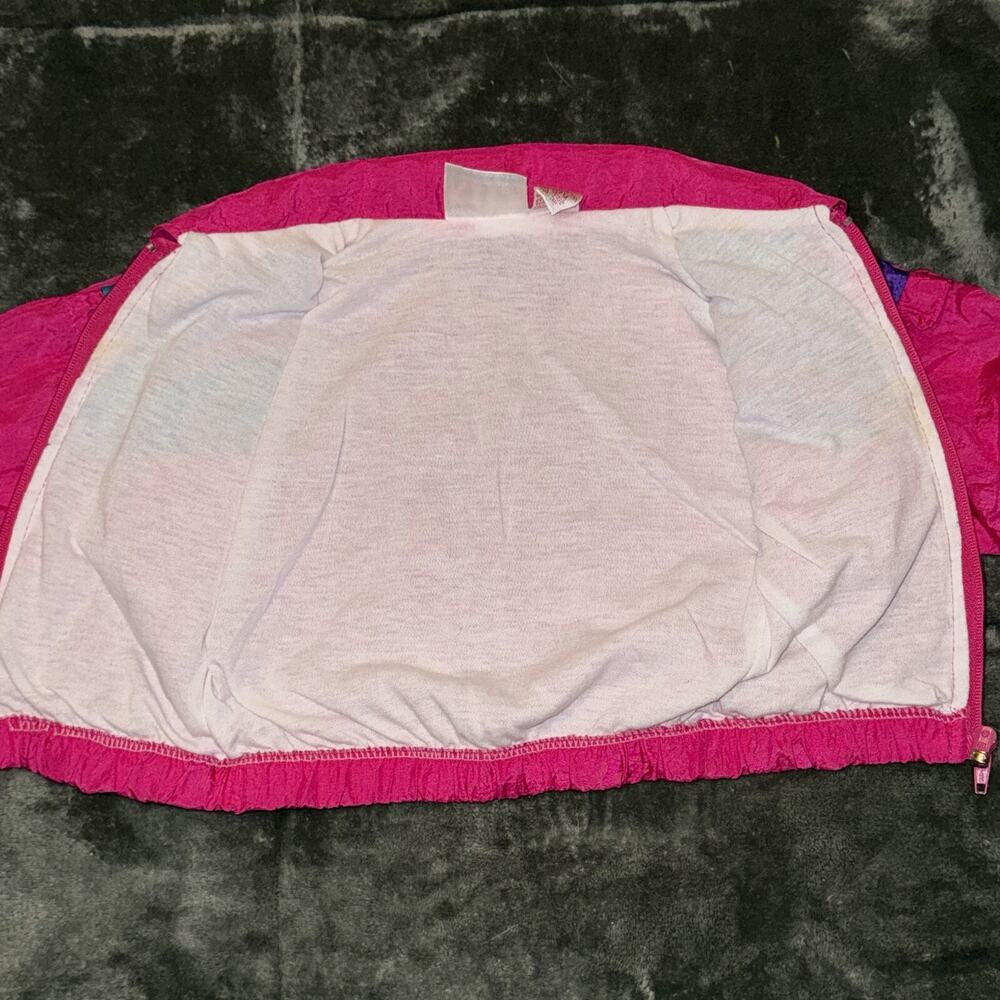 Vintage Kids Warmer Windbreaker Jacket Kids 12M Hot Pink Colorblock 70s 80s 90s - Picture 4 of 9